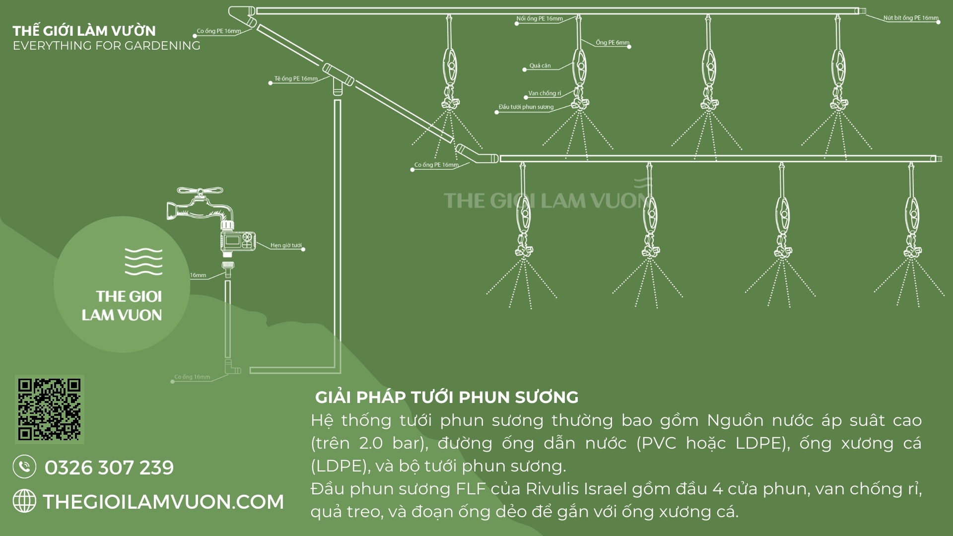 Đầu tưới phun sương rivulis flf 1 Giai phap tuoi phun suong TGLV