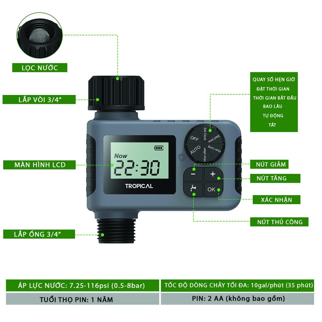 Hướng Dẫn Chi Tiết Cách Cài Đặt Đồng Hồ Hẹn Giờ Tưới Cây